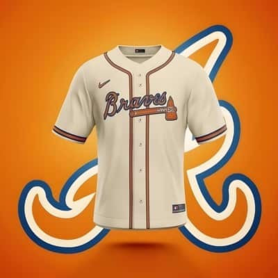 Beige MLB Atlanta Braves Baseball Jersey Gift For Best Friend