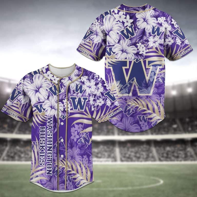 Aloha NCAA Washington Huskies Baseball Jersey Hibiscus Flowers Gift For Sport Lovers