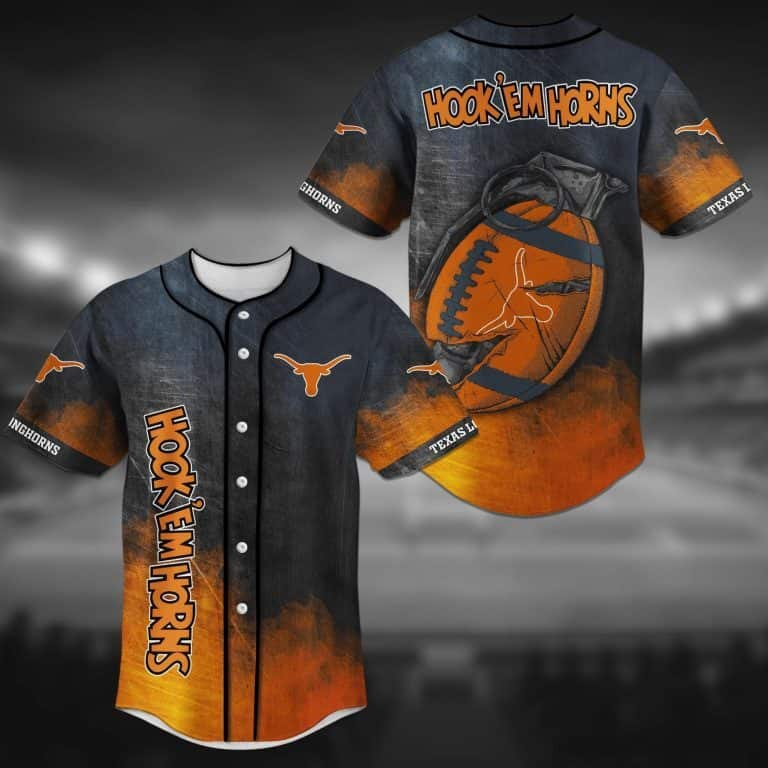 Awesome NCAA Texas Longhorns Baseball Jersey Grenade Hook 'em Horns Gift For New Grandpa