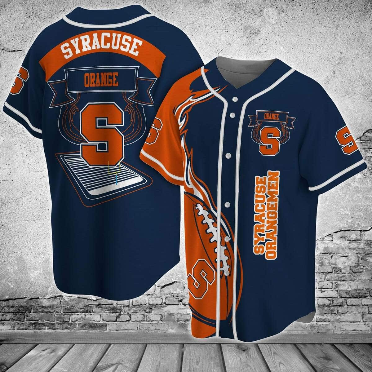 Orange And Navy NCAA Syracuse Baseball Jersey Flaming Ball Gift For Friends