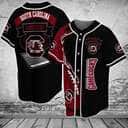Black NCAA South Carolina Gamecocks Baseball Jersey Flaming Ball And Team Logo Gift For Sport Dad