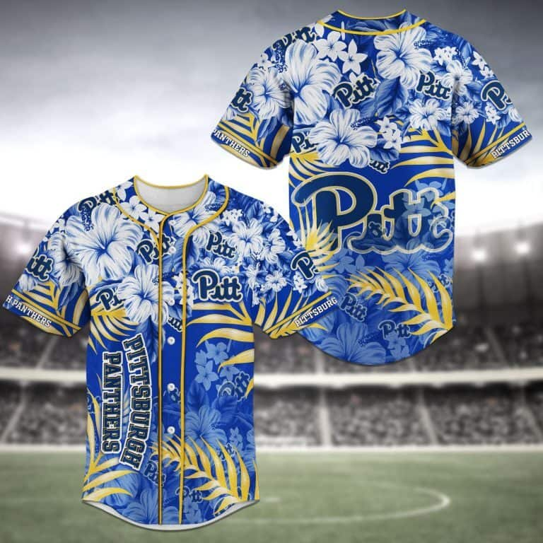 Aloha NCAA Pitt Panthers Baseball Jersey Tropical Flowers Best Gift For Grandpa