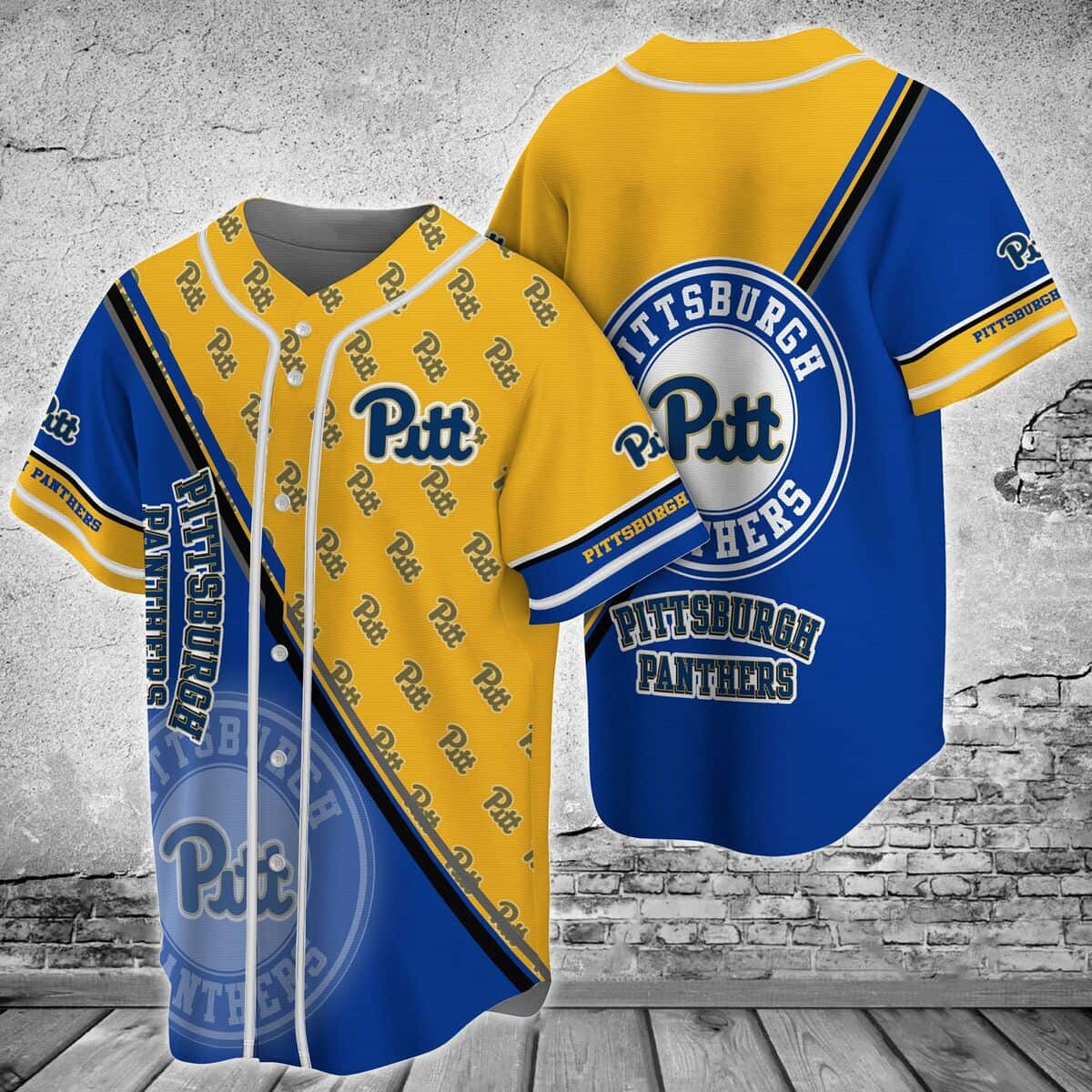 Yellow And Blue NCAA Pitt Panthers Baseball Jersey Gift For Best Friend Yellow And Blue NCAA Pitt Panthers Baseball Jersey Gift For Best Friend