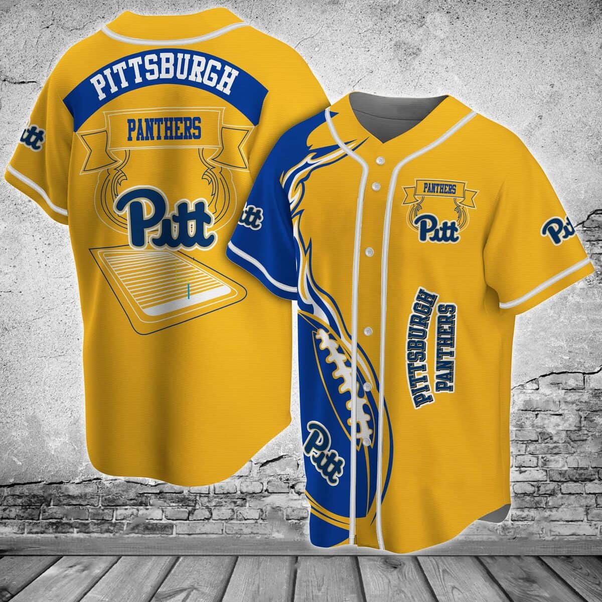 Yellow NCAA Pitt Panthers Baseball Jersey Flaming Ball Gift For Father-In-Law Yellow NCAA Pitt Panthers Baseball Jersey Flaming Ball Gift For Father-In-Law
