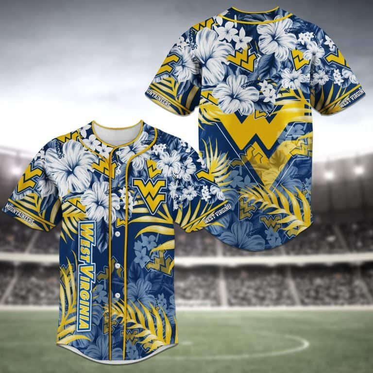 Aloha NCAA West Virginia Mountaineers Baseball Jersey Hibiscus Flowers Gift For Beach Lovers