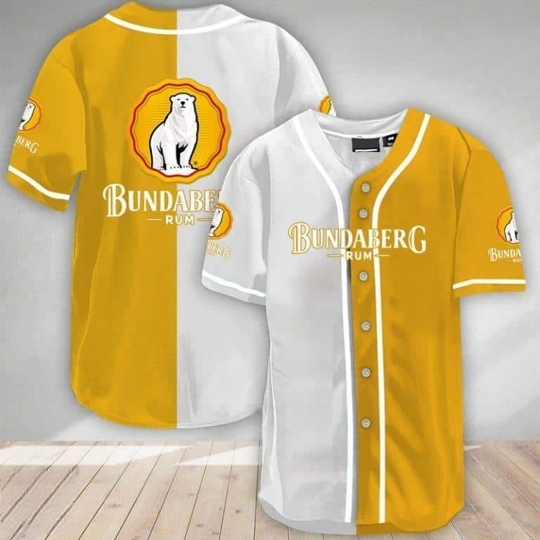 White And Yellow Split Bundaberg Baseball Jersey Gift For Rum Lovers