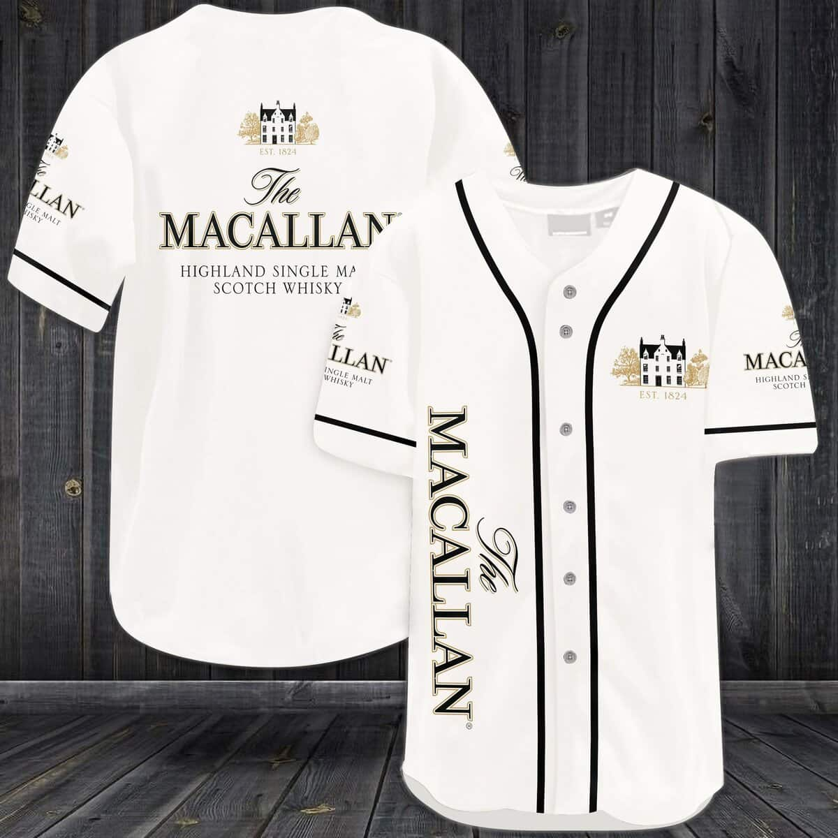 White Macallan Baseball Jersey Highland Single Malt Scotch Whisky Gift For Friends