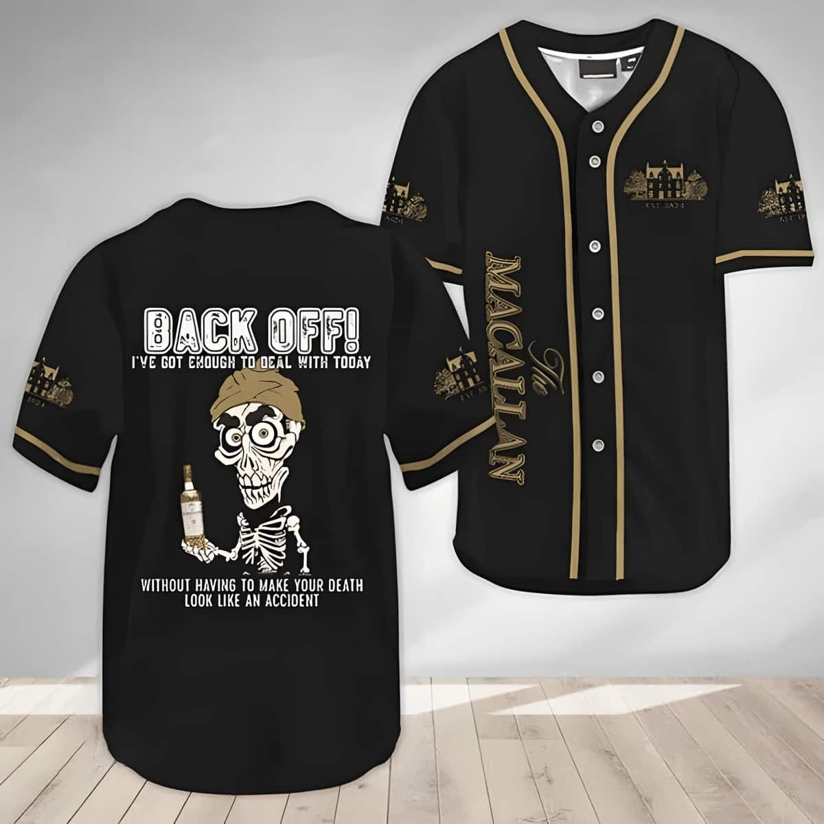 Black Achmed Back Off And Macallan Baseball Jersey Gift For New Dad