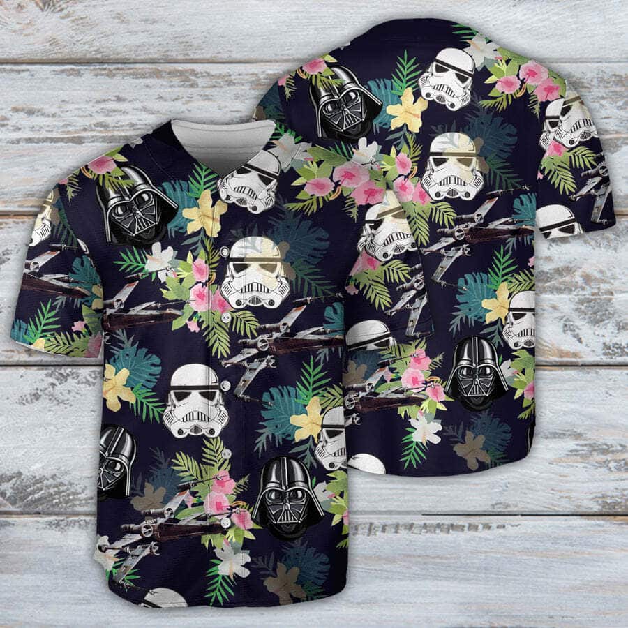 Cool Darth Vader Baseball Jersey Stormtrooper Helmet Tropical Flower Gift For Star Wars Fans Cool Darth Vader Baseball Jersey Stormtrooper Helmet Tropical Flower Gift For Star Wars Fans