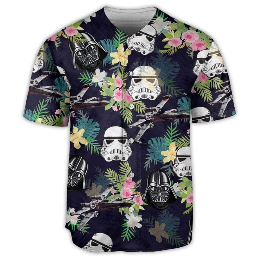 Cool Darth Vader Baseball Jersey Stormtrooper Helmet Tropical Flower Gift For Star Wars Fans Cool Darth Vader Baseball Jersey Stormtrooper Helmet Tropical Flower Gift For Star Wars Fans