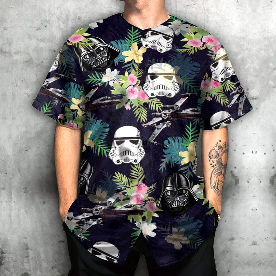 Cool Darth Vader Baseball Jersey Stormtrooper Helmet Tropical Flower Gift For Star Wars Fans Cool Darth Vader Baseball Jersey Stormtrooper Helmet Tropical Flower Gift For Star Wars Fans