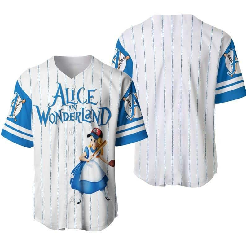 White And Blue Disney Baseball Jersey Alice Wonderland Gift For Best Friend