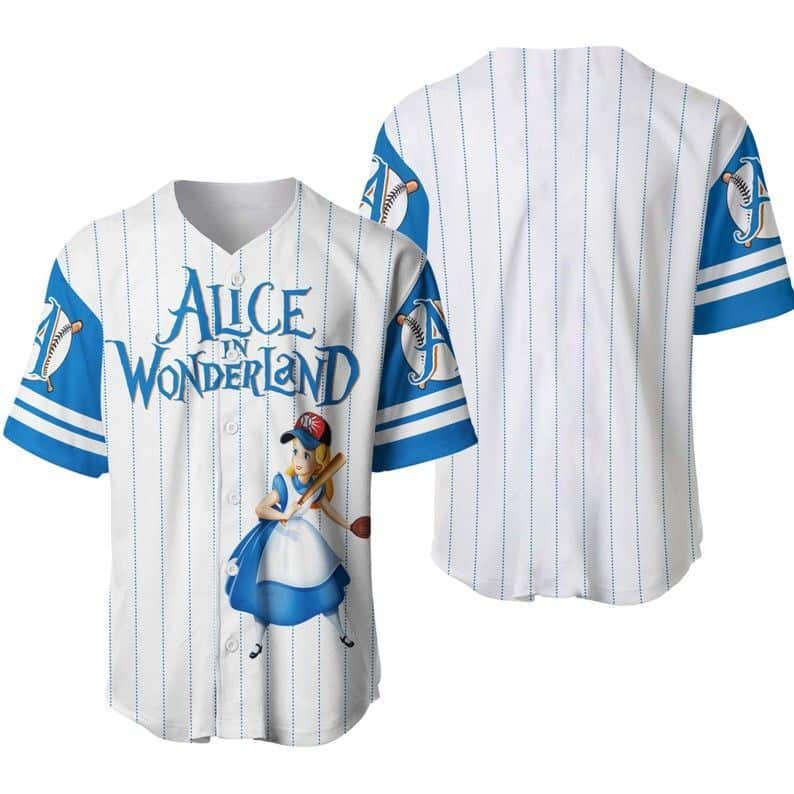 White And Blue Disney Baseball Jersey Alice Wonderland Gift For Best Friend White And Blue Disney Baseball Jersey Alice Wonderland Gift For Best Friend
