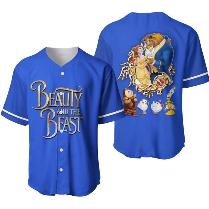 Blue Disney Baseball Jersey Beauty And Beast Gift For Boyfriend