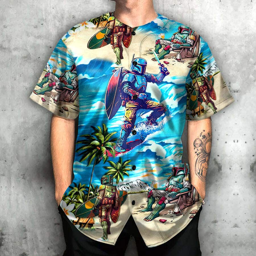 Boba Fett Baseball Jersey Surfing Funny Gift For Star Wars Fans Boba Fett Baseball Jersey Surfing Funny Gift For Star Wars Fans