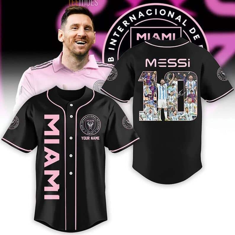 Messi Baseball Jersey 10 Inter Miami Custom Name Best Gift For Football Lovers