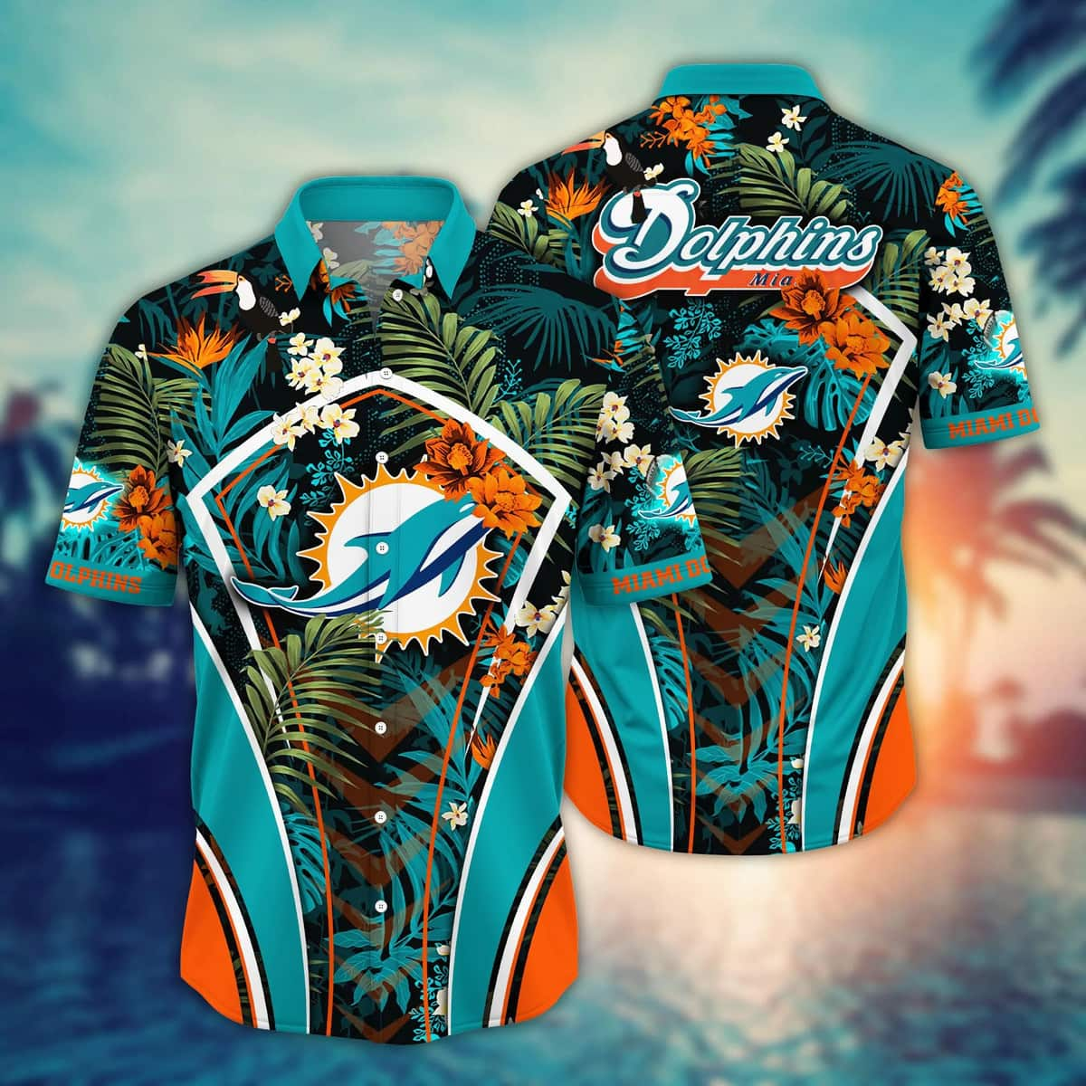 Tropical Aloha NFL Miami Dolphins Hawaiian Shirt Palm Leaves Gift For Beach Lovers