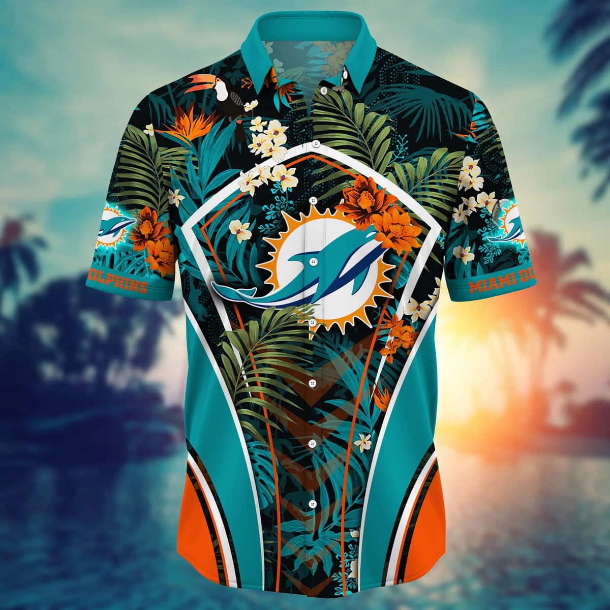 Tropical Aloha NFL Miami Dolphins Hawaiian Shirt Palm Leaves Gift For Beach Lovers Tropical Aloha NFL Miami Dolphins Hawaiian Shirt Palm Leaves Gift For Beach Lovers