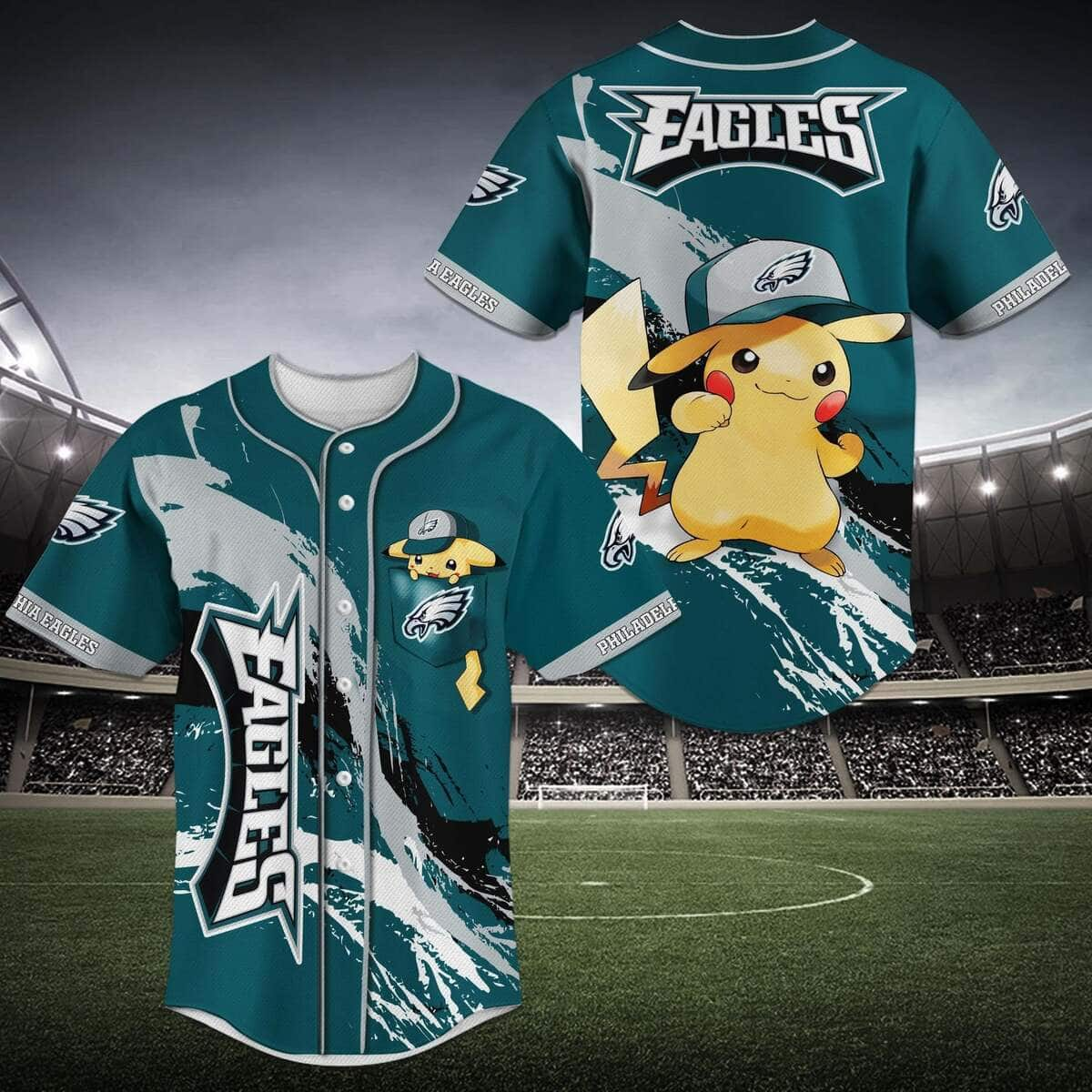 Awesome Pikachu Baseball Jersey Philadelphia Eagles Gift For NFL Fans