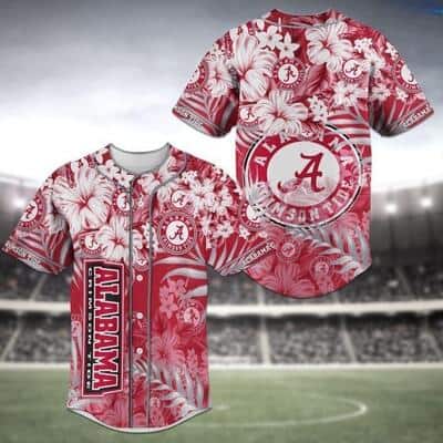 Aloha NCAA Alabama Crimson Tide Baseball Jersey Tropical Flower Gift For Summer Trip Aloha NCAA Alabama Crimson Tide Baseball Jersey Tropical Flower Gift For Summer Trip