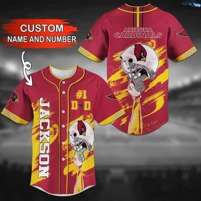 Red NFL Arizona Cardinals Baseball Jersey Custom Name And Number Gift For Football Boyfriend Red NFL Arizona Cardinals Baseball Jersey Custom Name And Number Gift For Football Boyfriend