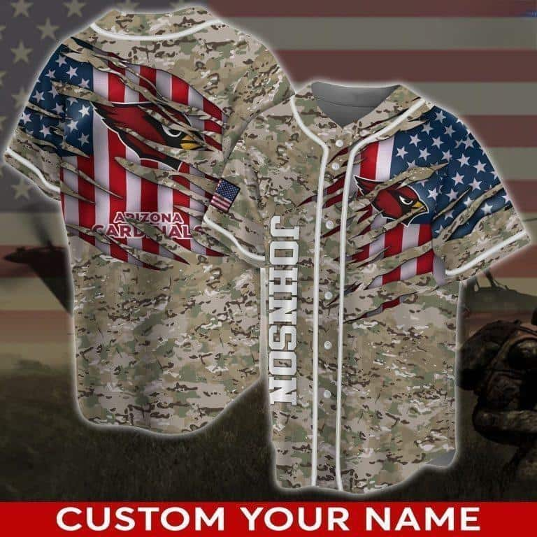 Customize NFL Arizona Cardinals Baseball Jersey Camo Gift For Football Lovers