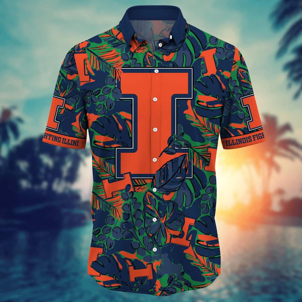 NCAA Illinois Fighting Illini Hawaiian Shirt Tropical Summer Gift For Best Friend NCAA Illinois Fighting Illini Hawaiian Shirt Tropical Summer Gift For Best Friend