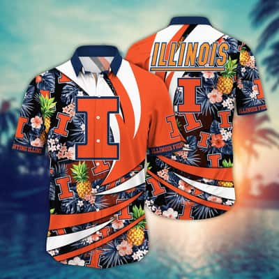 Colorful NCAA Illinois Fighting Illini Hawaiian Shirt Tropical Fruit Gift For Dad Colorful NCAA Illinois Fighting Illini Hawaiian Shirt Tropical Fruit Gift For Dad