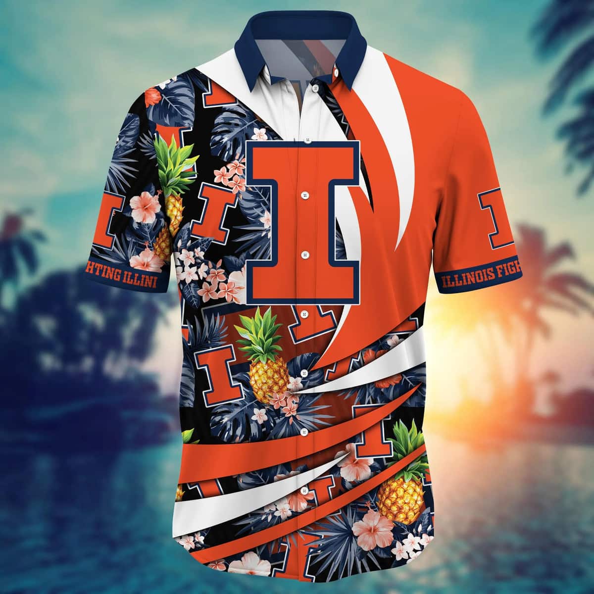 Colorful NCAA Illinois Fighting Illini Hawaiian Shirt Tropical Fruit Gift For Dad Colorful NCAA Illinois Fighting Illini Hawaiian Shirt Tropical Fruit Gift For Dad