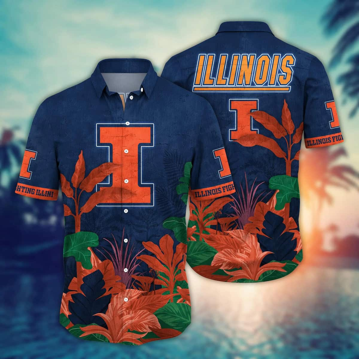 NCAA Illinois Fighting Illini Hawaiian Shirt Aloha Tropical Forest Gift For Best Friend