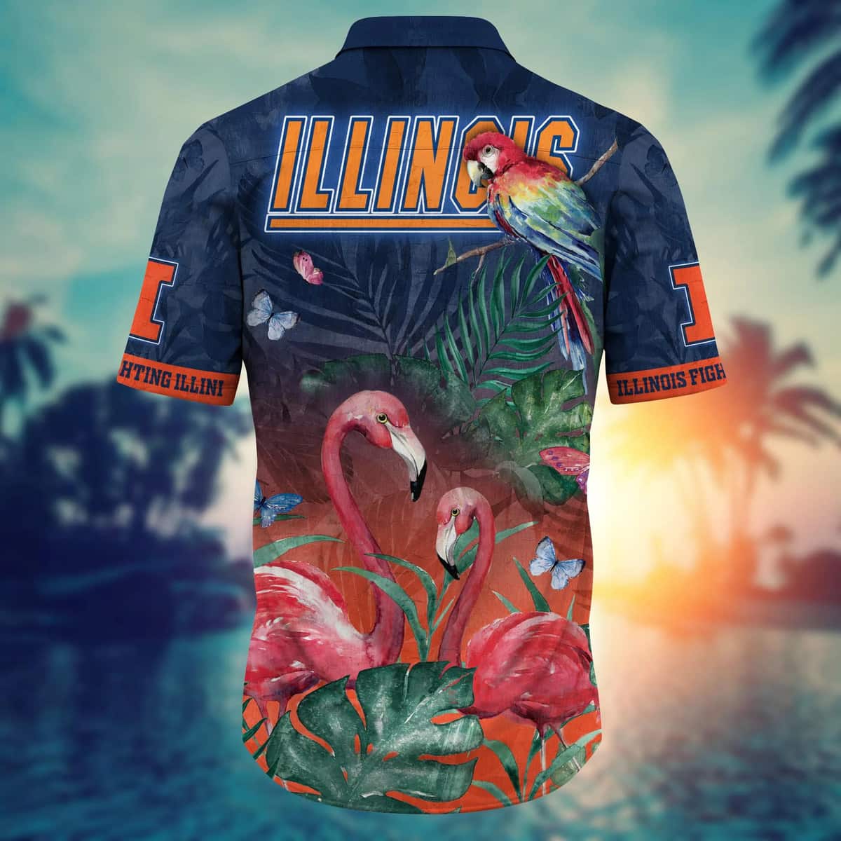 NCAA Illinois Fighting Illini Hawaiian Shirt Tropical Flora And Fauna Gift For Best Friend NCAA Illinois Fighting Illini Hawaiian Shirt Tropical Flora And Fauna Gift For Best Friend
