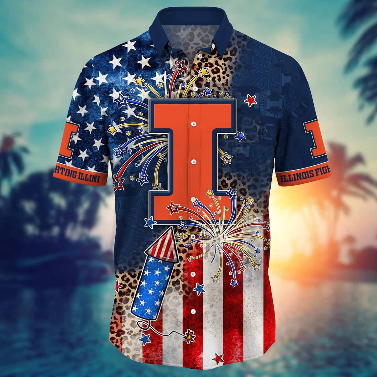 NCAA Illinois Fighting Illini Hawaiian Shirt Independence Day Gift For Best Friend NCAA Illinois Fighting Illini Hawaiian Shirt Independence Day Gift For Best Friend