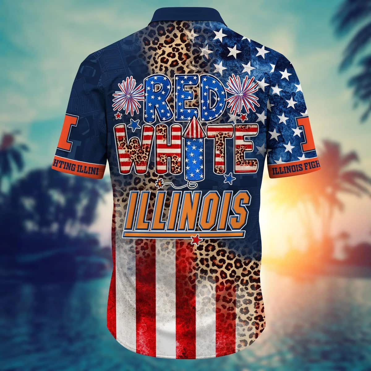 NCAA Illinois Fighting Illini Hawaiian Shirt Independence Day Gift For Best Friend NCAA Illinois Fighting Illini Hawaiian Shirt Independence Day Gift For Best Friend