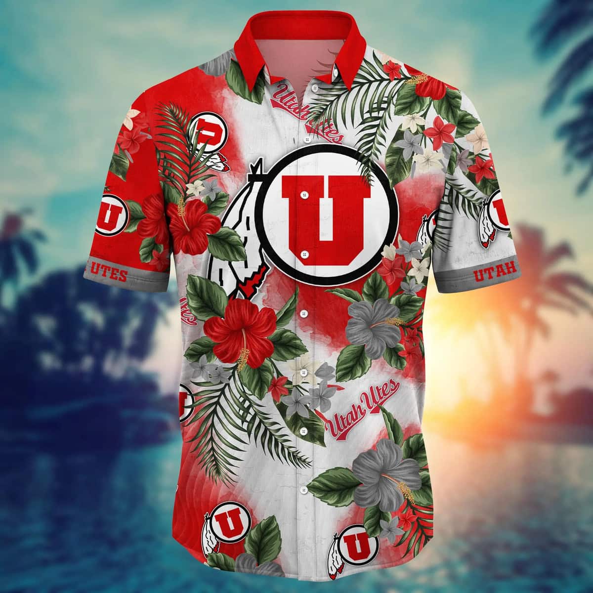 NCAA Utah Utes Hawaiian Shirt Hibiscus Flowers Trendy Summer Gift For Dad NCAA Utah Utes Hawaiian Shirt Hibiscus Flowers Trendy Summer Gift For Dad
