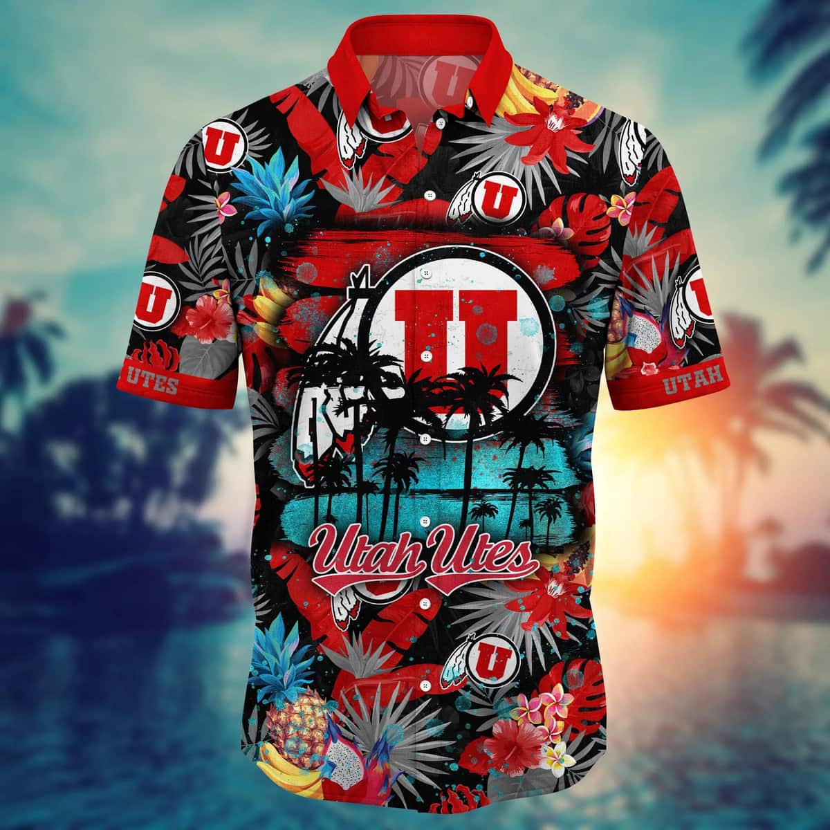 Colorful Aloha NCAA Utah Utes Hawaiian Shirt Tropical Fruit Gift For Boyfriend Colorful Aloha NCAA Utah Utes Hawaiian Shirt Tropical Fruit Gift For Boyfriend