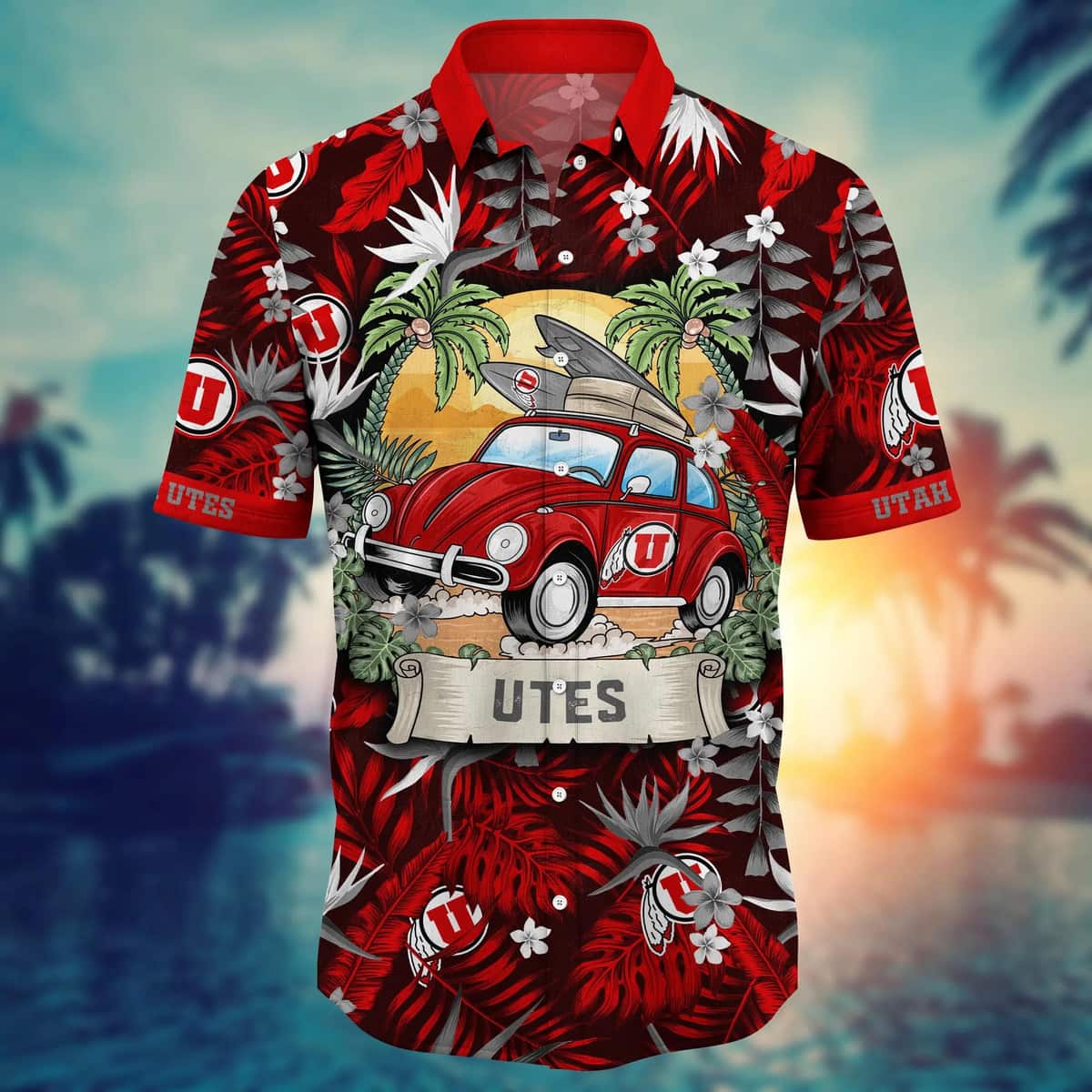 NCAA Utah Utes Hawaiian Shirt Tropical Palm Leaves Cool Gift For Boyfriend NCAA Utah Utes Hawaiian Shirt Tropical Palm Leaves Cool Gift For Boyfriend