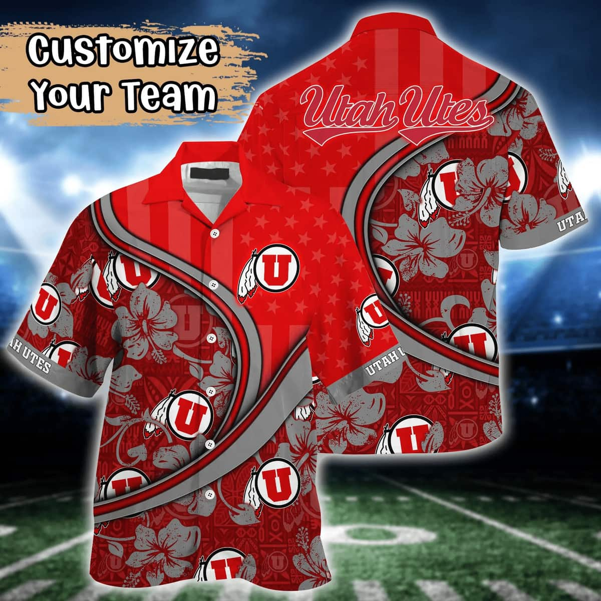 Special Aloha NCAA Utah Utes Hawaiian Shirt US Flag Custom Name Best Gift For Friend