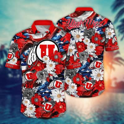 Floral Aloha NCAA Utah Utes Hawaiian Shirt Independence Day Gift For Dad Floral Aloha NCAA Utah Utes Hawaiian Shirt Independence Day Gift For Dad