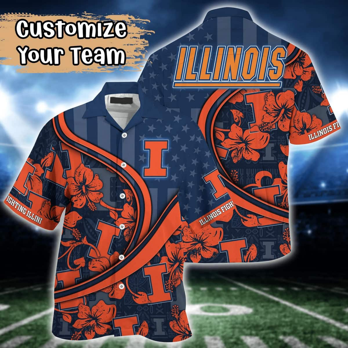 NCAA Illinois Fighting Illini Hawaiian Shirt Aloha Flower Custom Gift For Best Friend