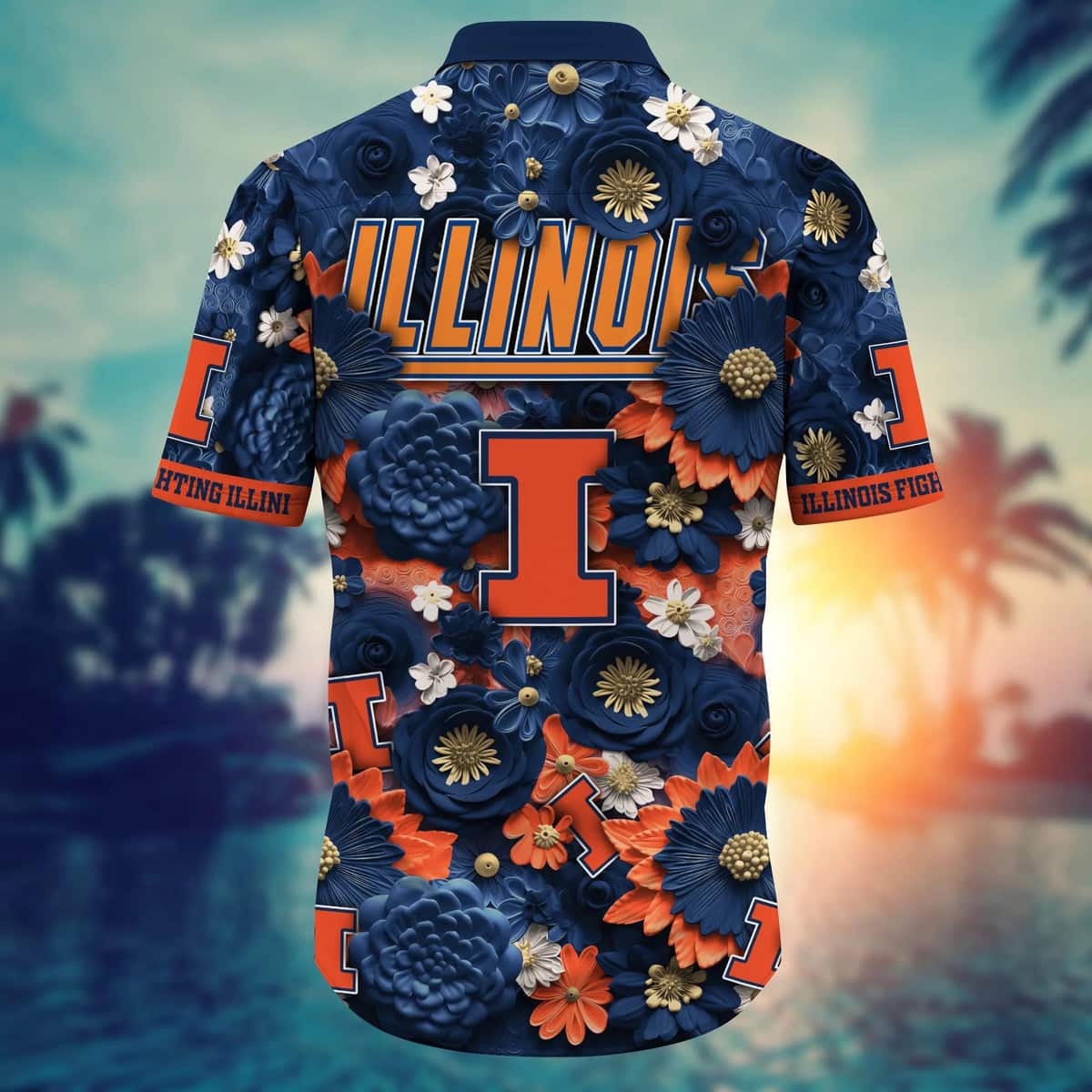 Aloha Flora NCAA Illinois Fighting Illini Hawaiian Shirt Gift For Boyfriend Aloha Flora NCAA Illinois Fighting Illini Hawaiian Shirt Gift For Boyfriend