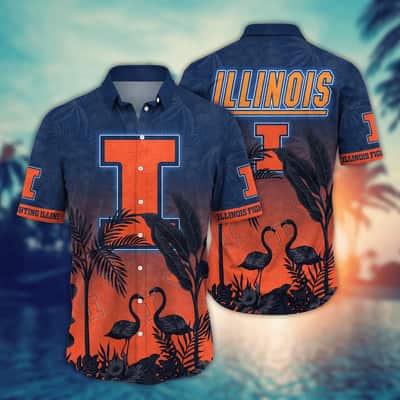 Tropical Aloha NCAA Illinois Fighting Illini Hawaiian Shirt Gift For New Dad Tropical Aloha NCAA Illinois Fighting Illini Hawaiian Shirt Gift For New Dad