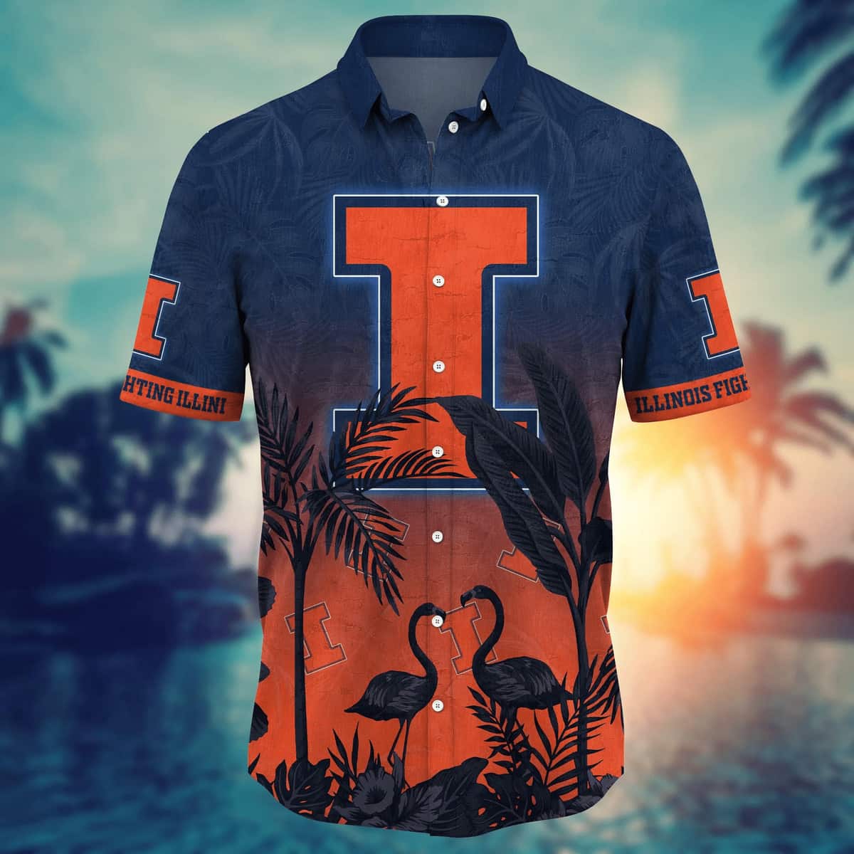 Tropical Aloha NCAA Illinois Fighting Illini Hawaiian Shirt Gift For New Dad Tropical Aloha NCAA Illinois Fighting Illini Hawaiian Shirt Gift For New Dad