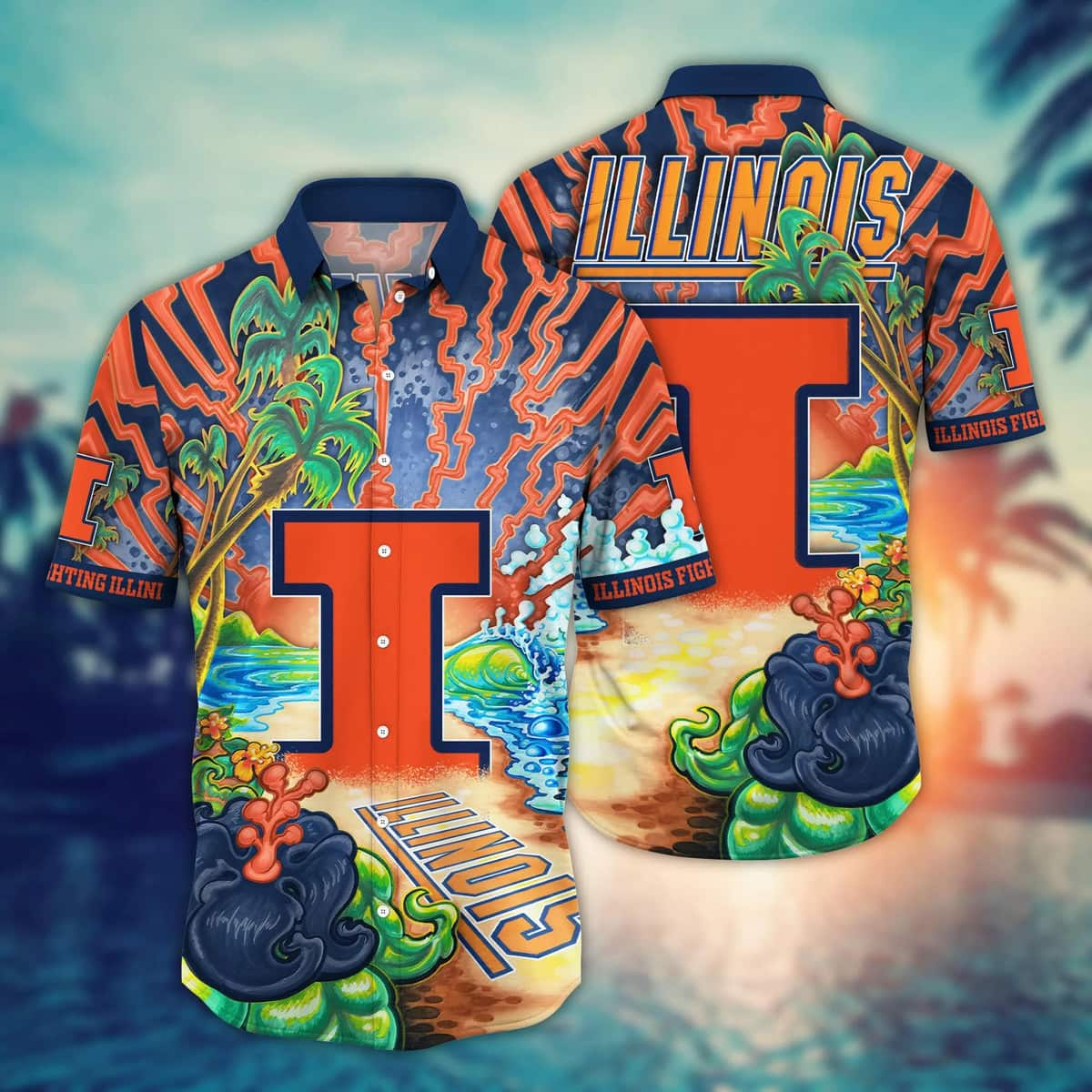 NCAA Illinois Fighting Illini Hawaiian Shirt Colorful Nature Gift For Dad