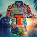 NCAA Illinois Fighting Illini Hawaiian Shirt Colorful Nature Gift For Dad NCAA Illinois Fighting Illini Hawaiian Shirt Colorful Nature Gift For Dad