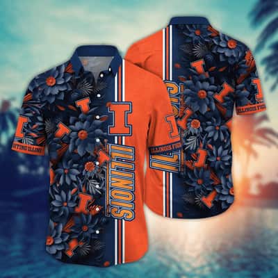 NCAA Illinois Fighting Illini Hawaiian Shirt Abstract Flora Gift For Best Friend