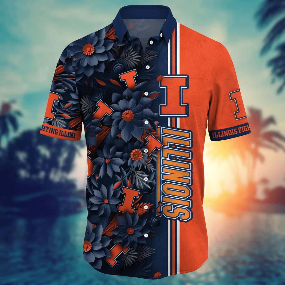 NCAA Illinois Fighting Illini Hawaiian Shirt Abstract Flora Gift For Best Friend NCAA Illinois Fighting Illini Hawaiian Shirt Abstract Flora Gift For Best Friend