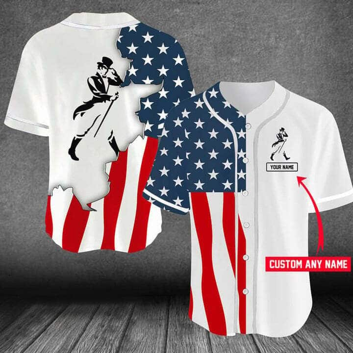 Awesome Johnnie Walker Baseball Jersey US Flag Custom Name Gift For Whisky Lovers