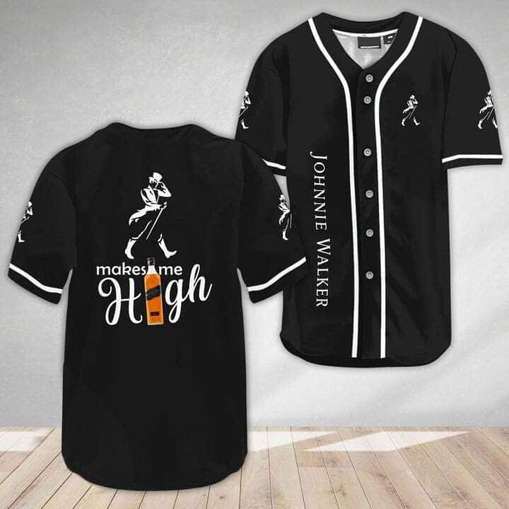 Black Johnnie Walker Baseball Jersey Makes Me High Gift For Sport Dad