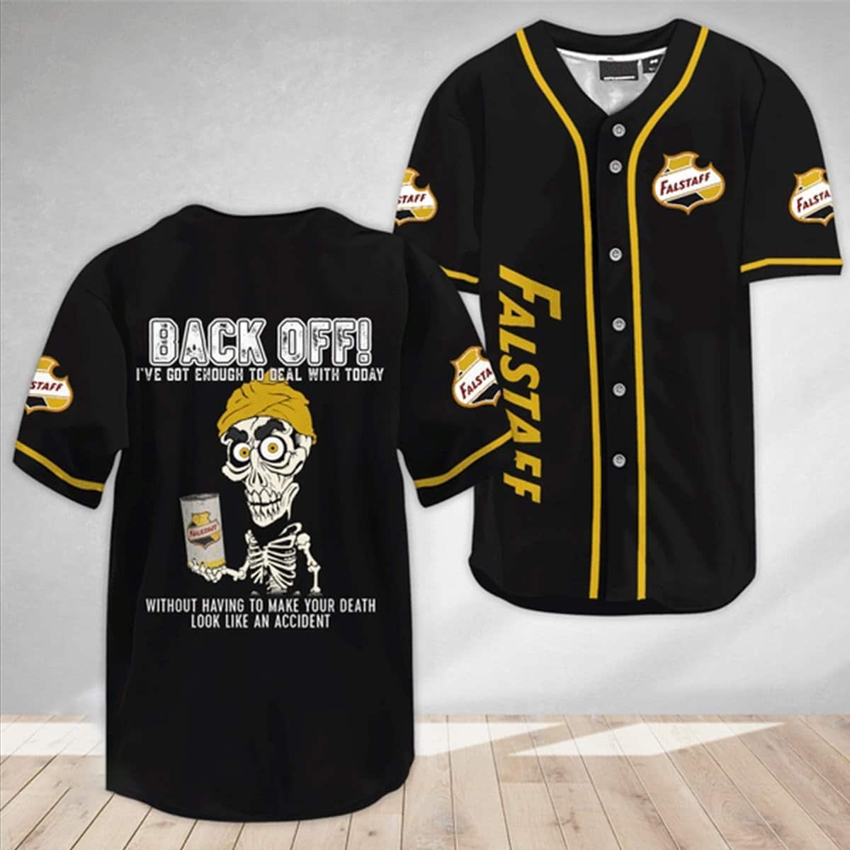 White Achmed Back Off Falstaff Baseball Jersey Gift For Beer Lovers White Achmed Back Off Falstaff Baseball Jersey Gift For Beer Lovers