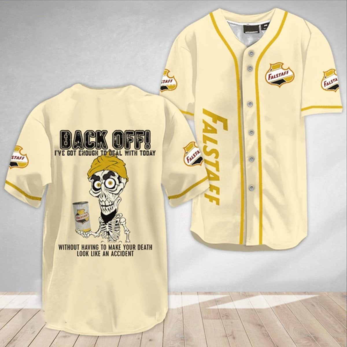White Achmed Back Off Falstaff Baseball Jersey Gift For Beer Lovers White Achmed Back Off Falstaff Baseball Jersey Gift For Beer Lovers